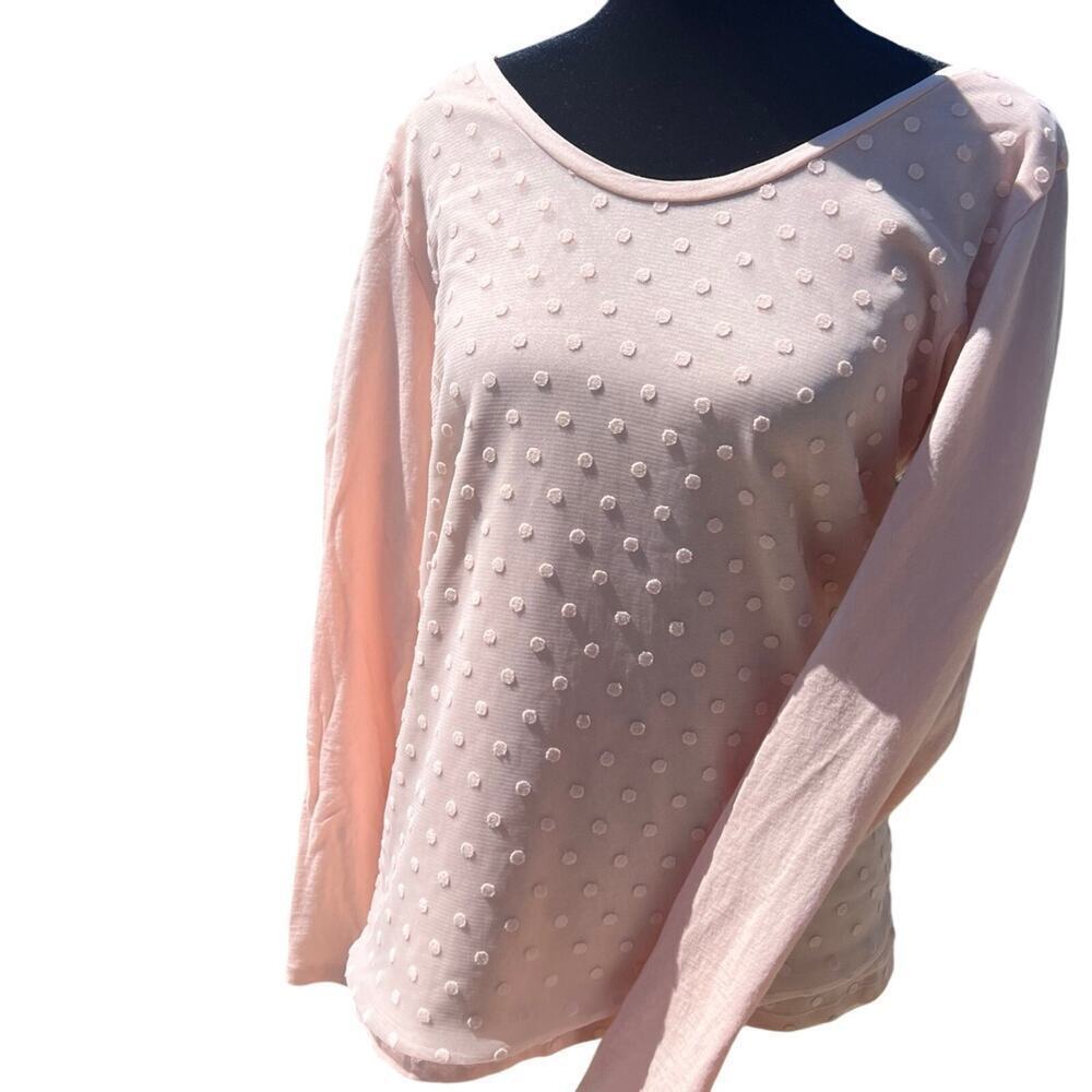 LOFT women’s pink long sleeve top, textured, size M - Picture 2 of 6